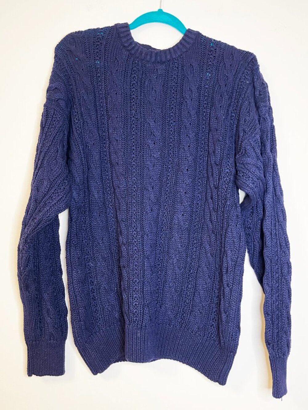 American Eagle Outfitters Cable Knit Ramie Cotton Navy Sweater XL Fisherman